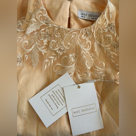 Mac Duggal 11294 Halter Neck Flowy Petal A-Line Mini Dress NWT Peach - Picture 4 of 8